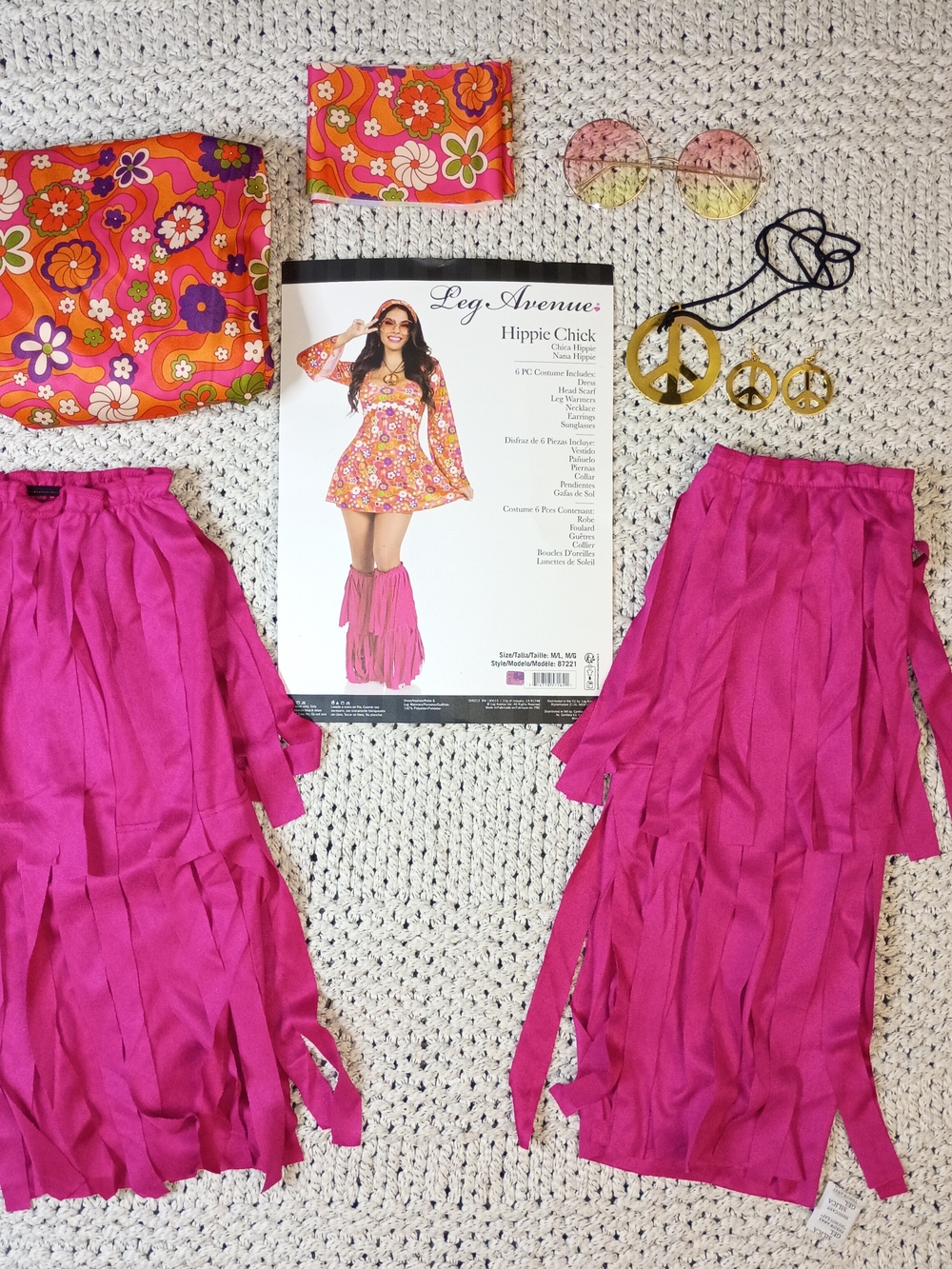 NWT Hippy Floral Mini Dress Costume W/ Fringe Leg Warmers & Accessories M/L - Picture 2 of 6